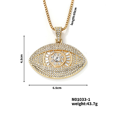 Alloy Rhinestones Evil Eye Pendant Necklace AQ7496-1-1