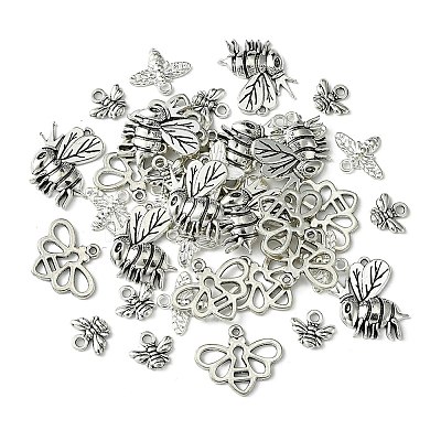 40Pcs 4 Styles Tibetan Style Alloy Pendants TIBEP-FS0001-16-1