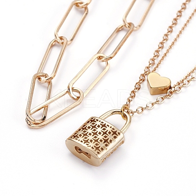 Double Layer Necklaces & Chain Necklaces Sets NJEW-JN02753-1