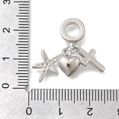 Brass Micro Pave Clear Cubic Zirconia European Dangle Charms KK-D431-033A-P-1