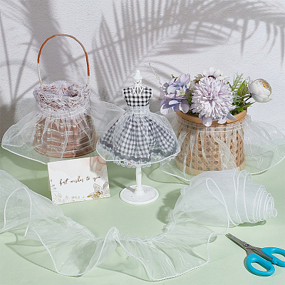 Organza Pleated Lace Ribbon OCOR-WH0097-42B-1