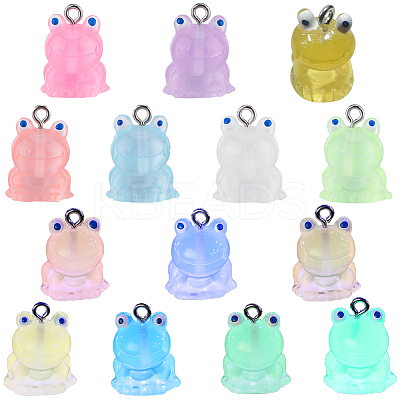 28Pcs 7 Colors Luminous Translucent Resin Pendants RESI-SC0002-88-1