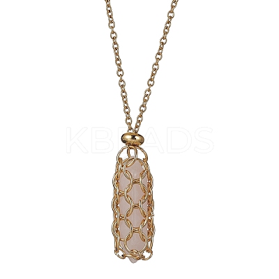 Natural Mixed Gemstone Bullet Pendant Necklaces NJEW-JN04529-02-1