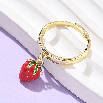 Brass with Enamel Finger Rings RJEW-Q019-02B-G-1