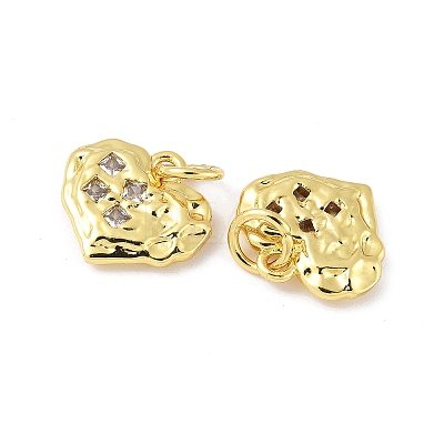 Brass Micro Pave Clear Cubic Zirconia Charms KK-V015-18G-1