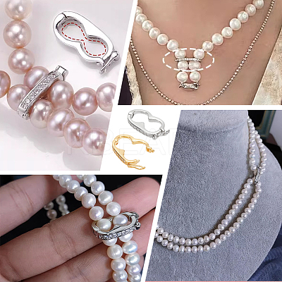 2Pcs 2 Colors Rhodium Plated 925 Sterling Silver Micro Pave Clear Cubic Zirconia Twister Clasps FIND-PH0018-35B-1