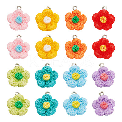 16Pcs 8 Colors Opaque Resin Pendants RESI-TA0002-56-1