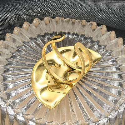 304 Stainless Steel Open Cuff Ring for Women RJEW-B109-06G-02-1