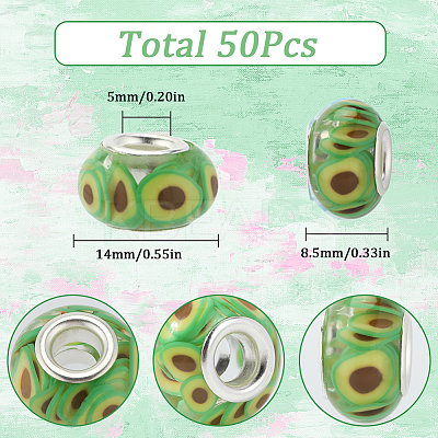50Pcs Transparent Resin European Rondelle Beads RPDL-SC0001-09A-1
