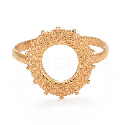 Ion Plating(IP) 304 Stainless Steel Donut Open Cuff Ring for Women RJEW-C025-21G-1