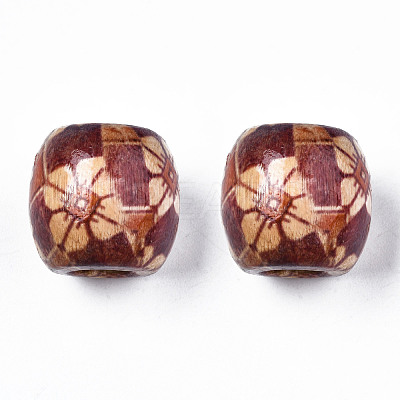 Printed Natural Wood Beads WOOD-S053-65-1