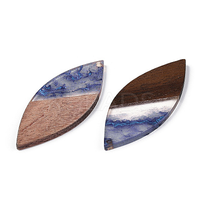 Transparent Resin & Walnut Wood Big Pendants RESI-ZX017-50-1