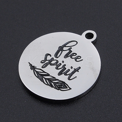 Non-Tarnish 201 Stainless Steel Etched Pendants STAS-N090-JN803-1