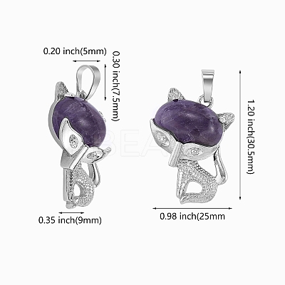 4Pcs 4 Styles Natural Mixed Gemstone Pendants G-SZ0002-22-1