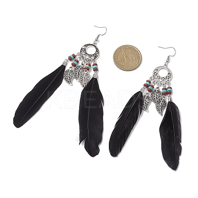 2 Pairs Natural Red Jasper & Natural Howlite Beaded Dangle Earrings EJEW-JE06179-1