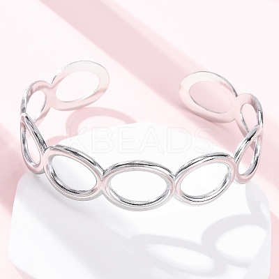 304 Stainless Steel Cuff Bangles for Women BJEW-D306-02P-1
