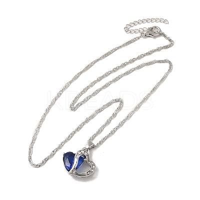 Resin Heart Pendant Necklace with Singapore Chains NJEW-C003-01A-1