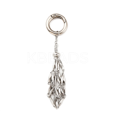 304 Stainless Steel Macrame Pouch Empty Stone Holder Pendant Decoration HJEW-JM01184-02-1