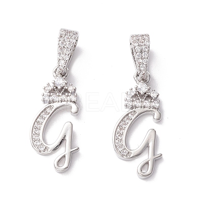 Eco-Friendly Brass Micro Pave Cubic Zirconia Pendants KK-K265-01P-G-1