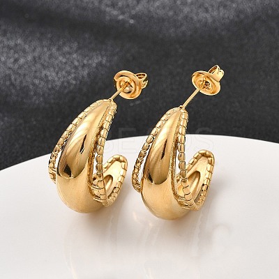 304 Stainless Steel Moon Stud Earrings EJEW-K268-46G-1