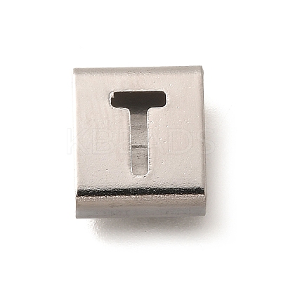 Letter Style 304 Stainless Steel Square Slide Charms STAS-L132-02T-1