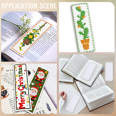 10Pcs Linen Aida Cloth Bookmarks for Cross Stitch Making DIY-CY0001-77-1