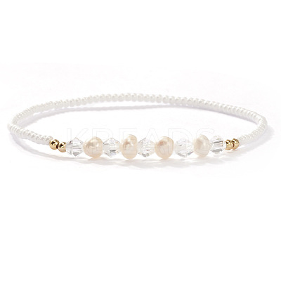 Fashion Plastic Imitation Pearl & Natural Freshwater Pearl & Glass Beaded Stretch Bracelets for Women SF7008-4-1