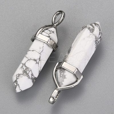 Natural Howlite Double Terminated Pointed Pendants X-G-F295-04F-1