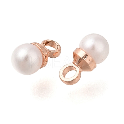 Brass ABS Imitation Pearl Pendants KK-B121-01RG-1