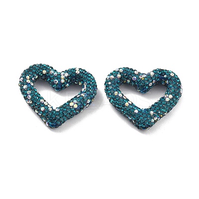Heart Shape Polymer Clay Rhinestone Beads CLAY-NH0001-09B-1
