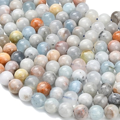 Natural Aquamarine Beads Strands G-F591-29A-8mm-1
