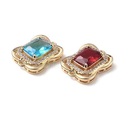 Brass K9 Glass Connector Charms KK-C024-57KCG-1