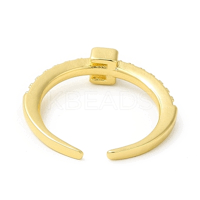 Clear Cubic Zirconia Initial Letter Open Cuff Ring RJEW-H120-09G-E-1