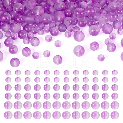 300Pcs Frosted Transparent Glass Beads GLAA-TA0002-78A-1