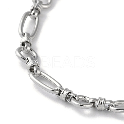 Non-Tarnish 304 Stainless Steel Oval & Ring Link Chain Necklaces for Women NJEW-D056-02P-1
