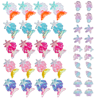 40Pcs 10 Styles Luminous Transparent Resin Paillette Cabochons RESI-GA0001-42-1