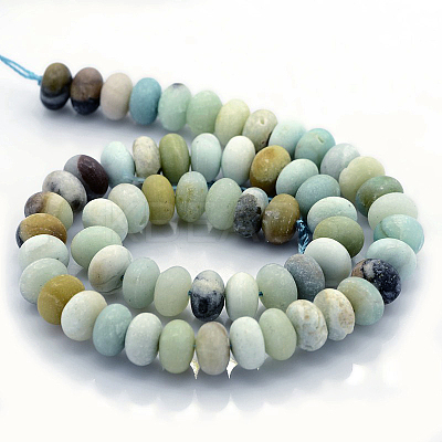 Natural Frosted Flower Amazonite Beads Strands G-O015-8x5mm-01-1