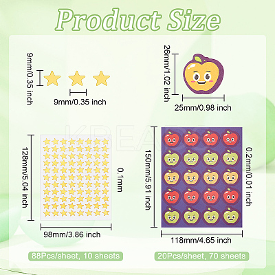 80 Sheets 2 Styles Self-Adhesive Teacher Reward Paper Stickers STIC-OC0001-01-1