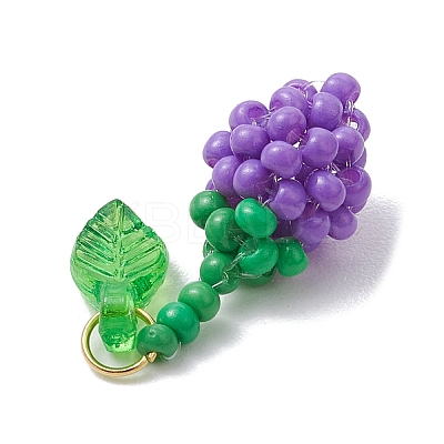 Glass Seed Beaded Rose Pendants PALLOY-MZ00627-03-1