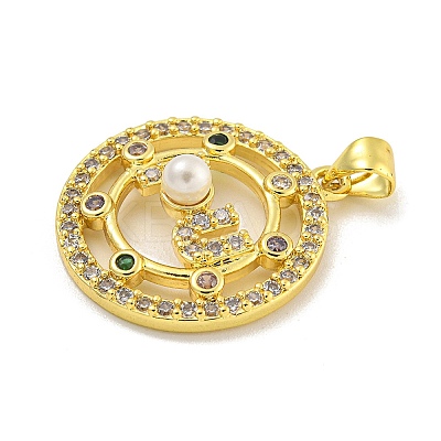 Rack Plating Brass Micro Pave Cubic Zirconia Pendants KK-C074-03G-1