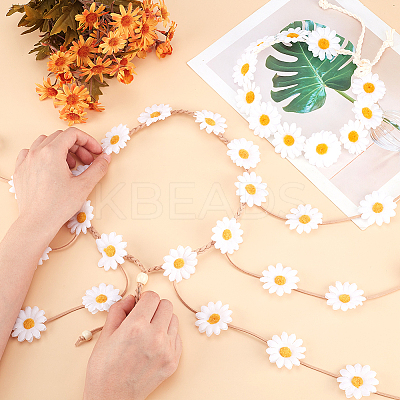 2Pcs 2 Styles Cloth Flower Hippie Headband Floral Crown OHAR-CP0001-18A-1