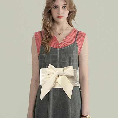 Bowknot PU Leather Wrap Around Waist Bands AJEW-WH20033-042F-1