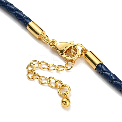 Leather Braided Cord Link Bracelets MAK-K022-01G-05-1