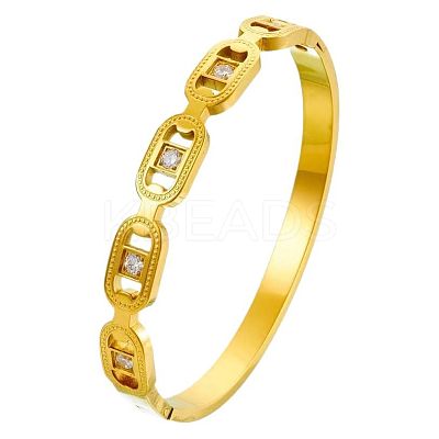 Oval 304 Stainless Steel Pave Cubic Zirconia Bangles FS-WG9D319-01-1