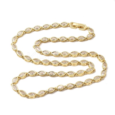 Brass Micro Pave Cubic Zirconia Geometric Tennis Necklaces NJEW-C121-02C-G-1