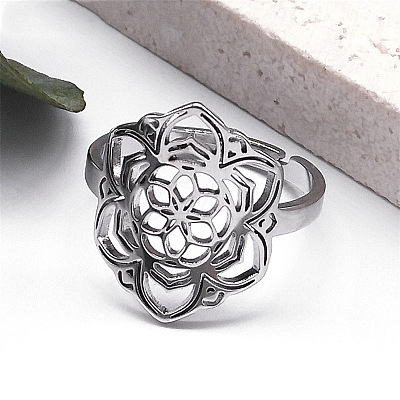 Non-Tarnish 201 Stainless Steel Adjustable Rings RJEW-C074-06P-1