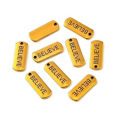 Tibetan Style Alloy Rectangle with Word Believe Pendants TIBEP-Q043-066AG-RS-1