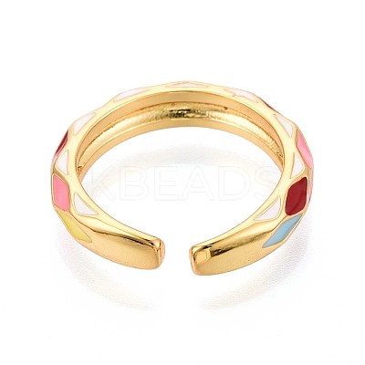 Brass and Enamel Cuff Rings for Women KK-T071-83G-1