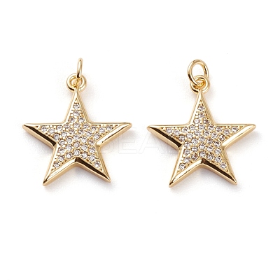 Brass Micro Pave Clear Cubic Zirconia Pendants KK-C100-30G-1