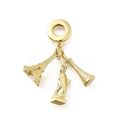 Brass Eiffel Tower The Statue of Liberty European Dangle Charms KK-Q066-03G-1